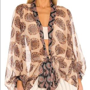 Free People Kantha Shimmer Tie Kimono in Desert Rose